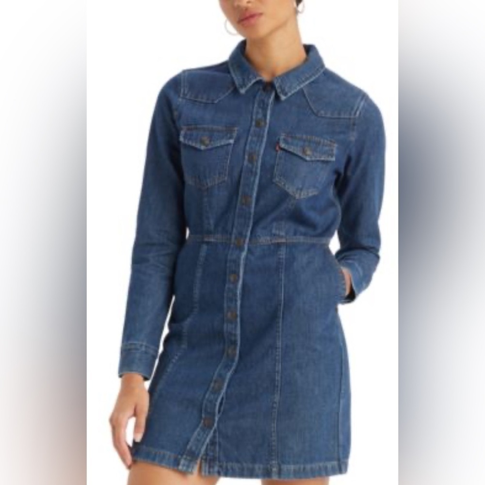 Levi's Classic Blue Long Sleeve Denim Dress
